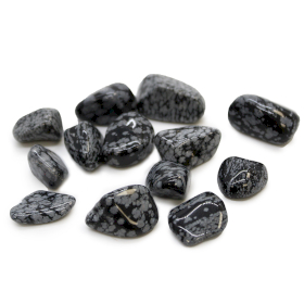 24x M Tumble Stones - Obsidian Snowflake