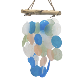 Blue & Pearl Effect Driftwood Cross Chime