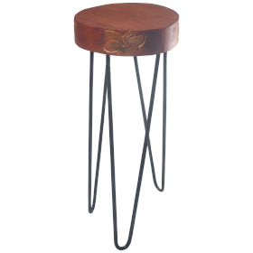 Albasia Wood Plant Stand - Terracotta & black detail