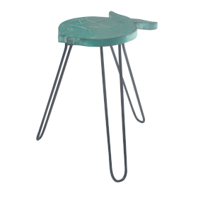 Albasia Wood Fish Stand - Turquoise