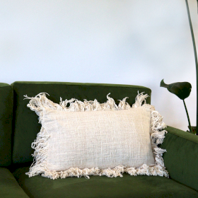 8x Linen Cushion Covers with Inner - with fringe 30x50cm
