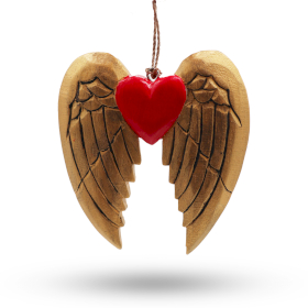 2x Gold Xmas Angel Wing & Heart - Black detail