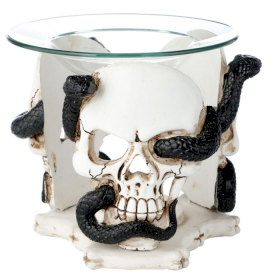 Skull & Serpent Resin Oil & Wax Burner with Glass Dish