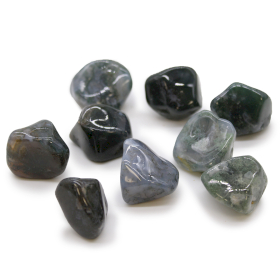18x XL Tumble Stones - Green Moss Agate