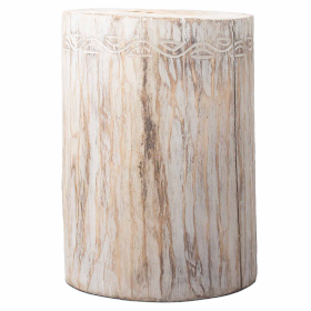 Tribal Stool / Table - Albasia - Whitewash