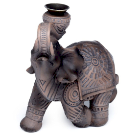 3x Wood Effect Elephant Backflow Incense Burner