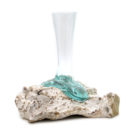 4x Glass on Whitewash Wood - Vase - Medium
