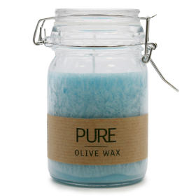 6x Pure Olive Wax Jar Candle - Turquoise