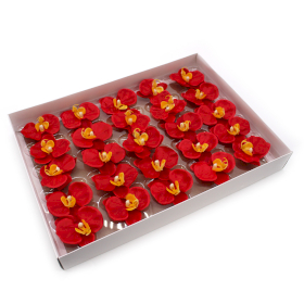 25x Craft Soap Flower - Orchid  - Red