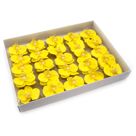 25x Craft Soap Flower - Orchid  - Yellow