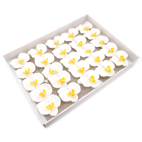 25x Craft Soap Flower - Orchid  - White