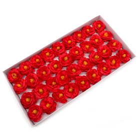 36x Craft Soap Flower - Camellia - Red