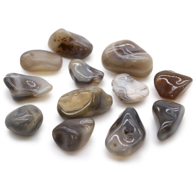 12x Medium African Tumble Stones - Grey Agate - Botswana
