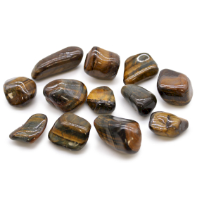 12x Medium African Tumble Stones - Tigers Eye - Varigated