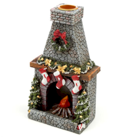 3x Christmas Fireplace Backflow Incense Burner