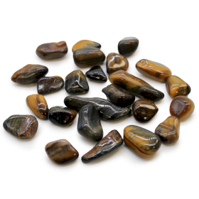 24x Small African Tumble Stone - Tigers Eye - Varigated