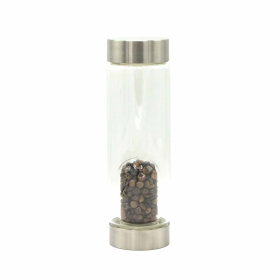 Crystal Infused Glass Water Bottle - Determined Tiger\'s Eye - Chips