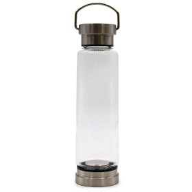 3x Glass Water Bottle - Metal Base & Lid