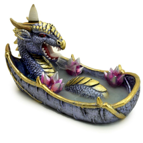 Elements Amethyst Crystal Dragon Backflow Incense Burner