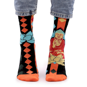 3x Hop Hare Bamboo Socks - Blue Buddha & Lotus S/M