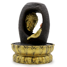 Tabletop Water Feature - 30cm - Golden Buddha & Vitarka Mudra