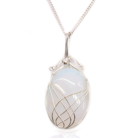 Swirl Wrapped Gemstone Necklace - Opalite