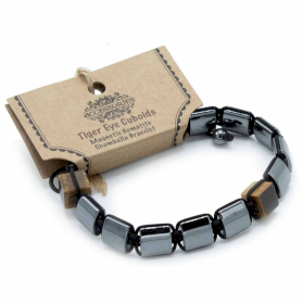 3x Magnetic Hematite Shamballa Bracelet -  Tiger Eye Cuboids