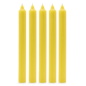 100x Bulk Solid Colour Dinner Candles - Rustic Lemon