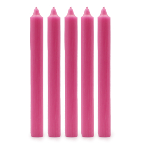 100x Bulk Solid Colour Dinner Candles - Rustic Deep Pink
