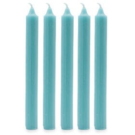 100x Bulk Solid Colour Dinner Candles - Rustic Aqua