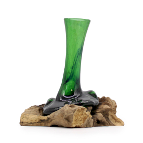 Recycled Beer Bottles - Flower Vase on Wood