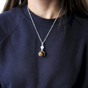 Gemstone Healing Hands Pendant - Tiger Eye