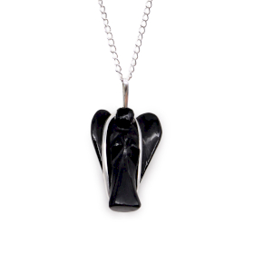 Gemstone Guardian Angel Pendant - Black Agate