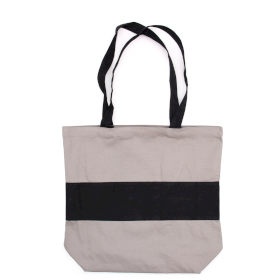 Two Tone Cotton Bag - 38x42x12cm - Grey & Black- 10oz