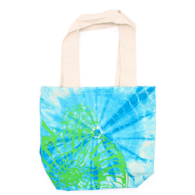 Tie-Dye Cotton Bag (6oz) - Sea Shell - Blue/Green - Green Handle