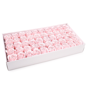 50x Craft Soap Flowers - Med Rose - Pink With Black Rim