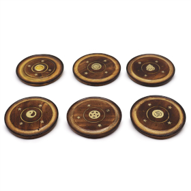 6x Mango Wood Disc 10cm (Cone & Incense)