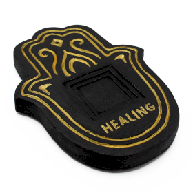 Healing Incense Plate - Black & Gold Lava-Stone Effect
