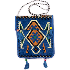 Sky Blue Kilim Messenger Festival Bag