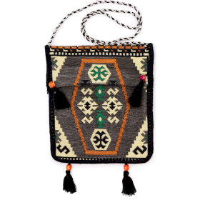 Pale Grey Kilim Messenger Festival Bag