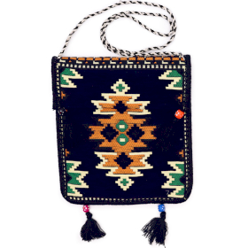 Dark Navy Kilim Messenger Festival Bag