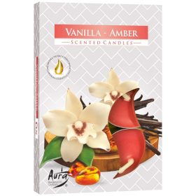 12x Set of 6 Scented Tealights - Vanilla & Amber