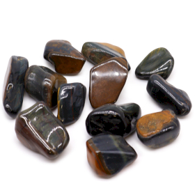 12x Medium African Tumble Stone - Tigers Eye - Blue