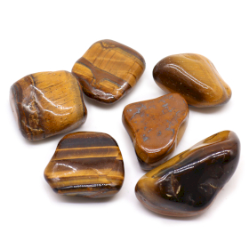 6x Large African Tumble Stone - Tiger\'s Eye - Golden