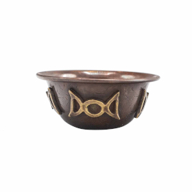 Antique Copper Ritual Bowl with Triple Moon 8x4cm
