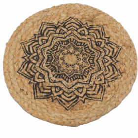 4x Natural Place Mat - Jute  30cm - Mandala Print