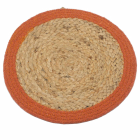 4x Natural Place Mat - Jute & Cotton 30cm - Clay Border