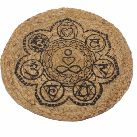 4x Natural Place Mat - Jute   30cm - Chakra Print