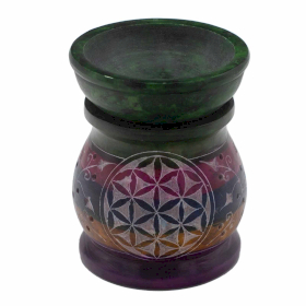 Soapstone Oil Burner 10cm - Flower of Life - Five Colours