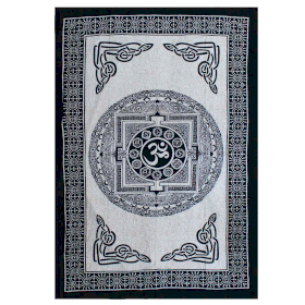 Single Cotton Bedspread + Wall Hanging - Mono - OM Mandala